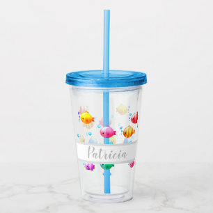 Färgfull Lycklig-fisk med bubblor Take Away Mugg