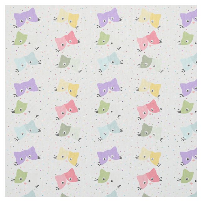 Färgfull Lycklig KIttens Mönster Fabric Tyg (Provkarta)