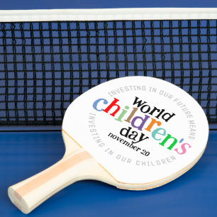 Färgfull Lycklig, världsbarndagen Pingisracket