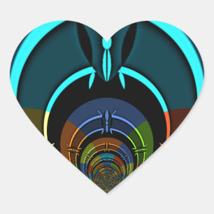 Färgfull Maasai Shield Design Hjärtformat Klistermärke