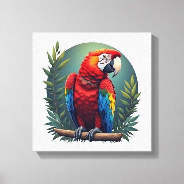 Färgfull Macaw Bird Canvas Wall Art (Framsida)