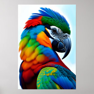 Färgfull Macaw Parrot Bird Painting Poster