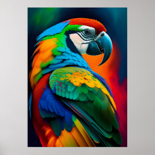 Färgfull Macaw Parrot Bird Painting Poster