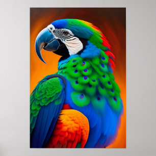 Färgfull Macaw Parrot Bird Painting Poster