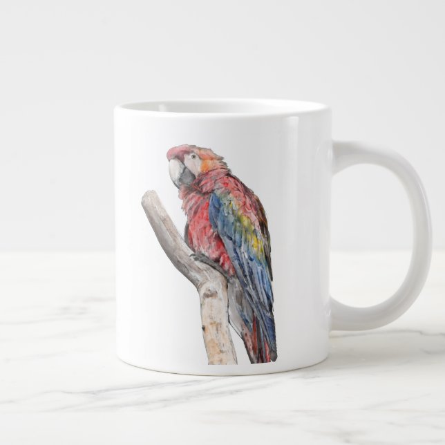 Färgfull Macaw Parrot Watercolor Jumbo Mugg (Höger)