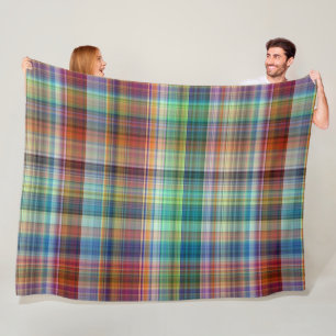 Färgfull Madras Plaid Rand Mönster Fleecefilt