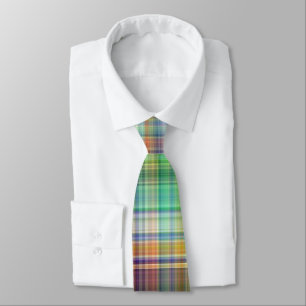 Färgfull Madras Plaid Rand Mönster Slips