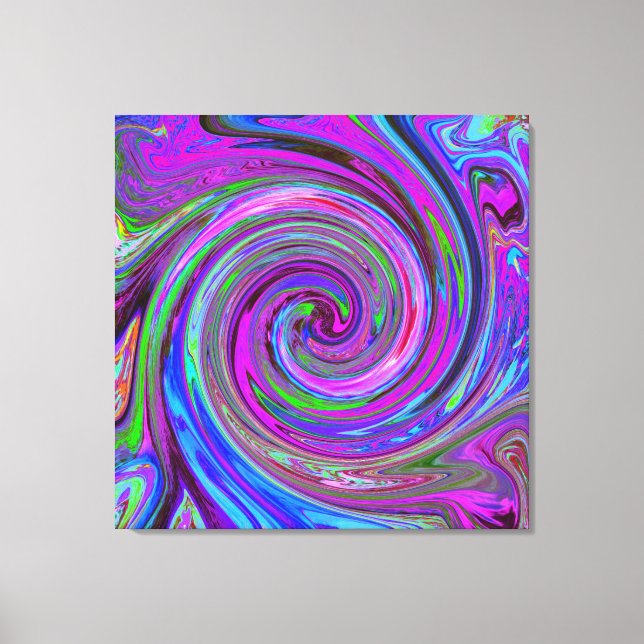 Färgfull Magenta Swirl Retro Abstract Design Canvastryck (Framsida)
