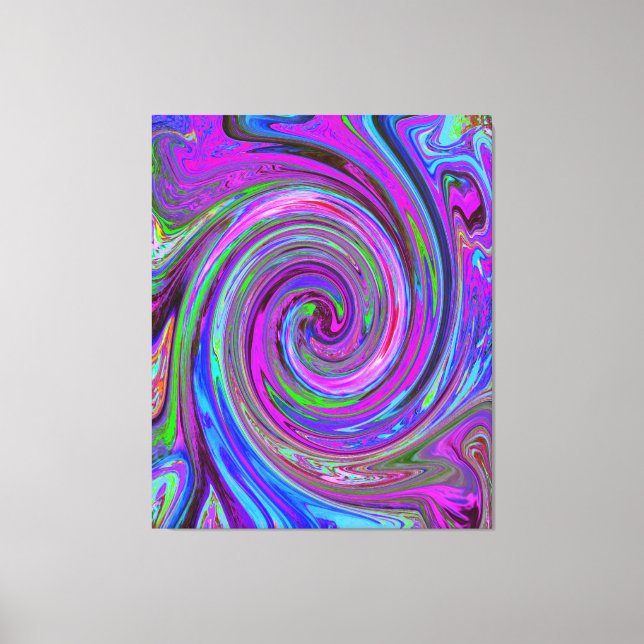 Färgfull Magenta Swirl Retro Abstract Design Canvastryck (Framsida)