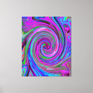 Färgfull Magenta Swirl Retro Abstract Design Canvastryck
