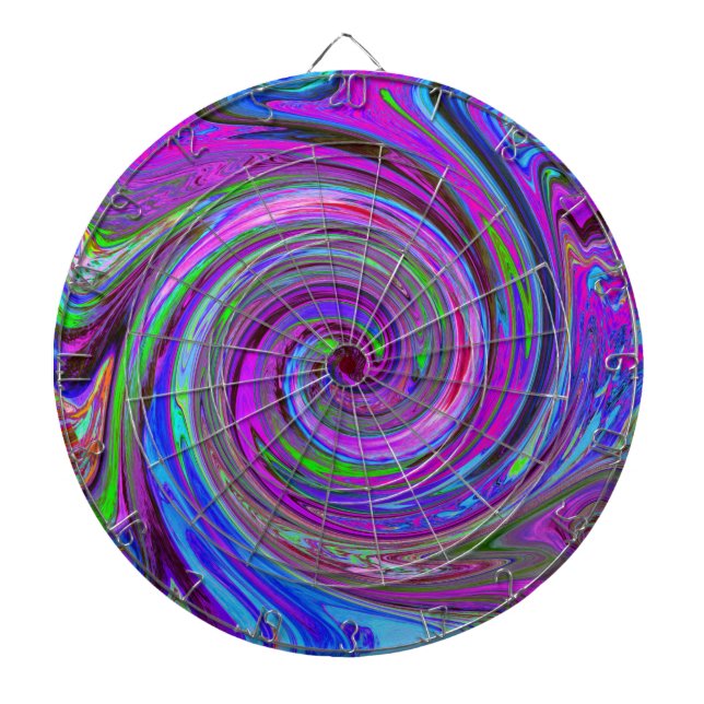 Färgfull Magenta Swirl Retro Abstract Design Darttavla (Framsidan)