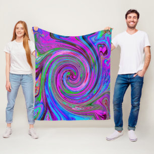 Färgfull Magenta Swirl Retro Abstract Design Fleecefilt