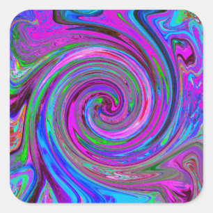 Färgfull Magenta Swirl Retro Abstract Design Fyrkantigt Klistermärke