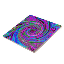 Färgfull Magenta Swirl Retro Abstract Design Kakelplatta