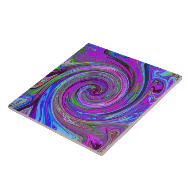 Färgfull Magenta Swirl Retro Abstract Design Kakelplatta (Sidan)