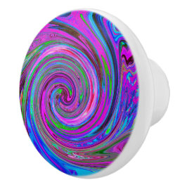 Färgfull Magenta Swirl Retro Abstract Design Knopp