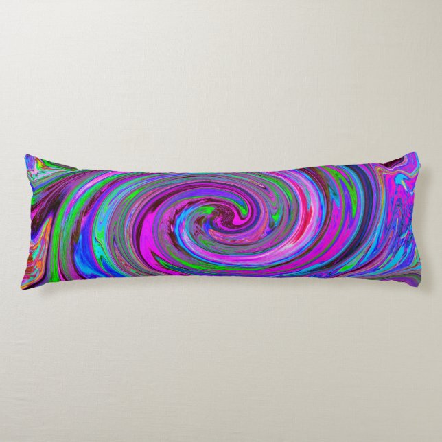 Färgfull Magenta Swirl Retro Abstract Design Kroppskudde (Framsidan)