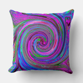Färgfull Magenta Swirl Retro Abstract Design Kudde