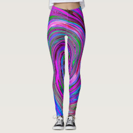 Färgfull Magenta Swirl Retro Abstract Design Leggings