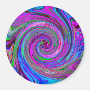 Färgfull Magenta Swirl Retro Abstract Design Magnet