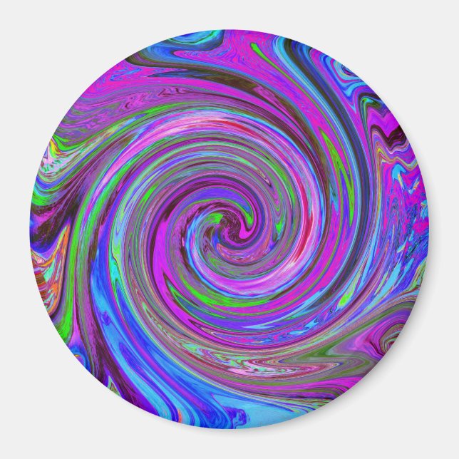 Färgfull Magenta Swirl Retro Abstract Design Magnet (Framsidan)