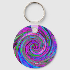 Färgfull Magenta Swirl Retro Abstract Design Nyckelring
