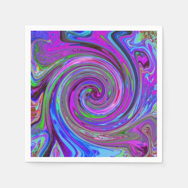 Färgfull Magenta Swirl Retro Abstract Design Pappersservett (Framsidan)