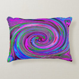 Färgfull Magenta Swirl Retro Abstract Design Prydnadskudde