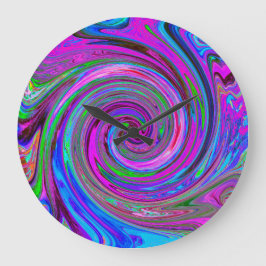 Färgfull Magenta Swirl Retro Abstract Design Stor Klocka