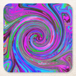 Färgfull Magenta Swirl Retro Abstract Design Underlägg Papper Kvadrat