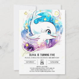 Färgfull Magic Nautical Dolphin Birthday Inbjudningar