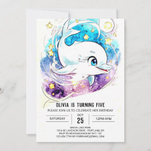 Färgfull Magic Nautical Dolphin Birthday Inbjudningar