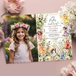 Färgfull Magic Pixie Fairy Blommigt Foto Birthday Inbjudningar