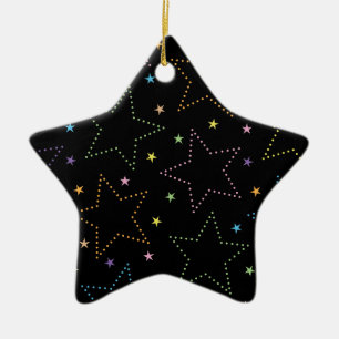 Färgfull Magic Starry Natten Himmel Mönster Julgransprydnad Keramik