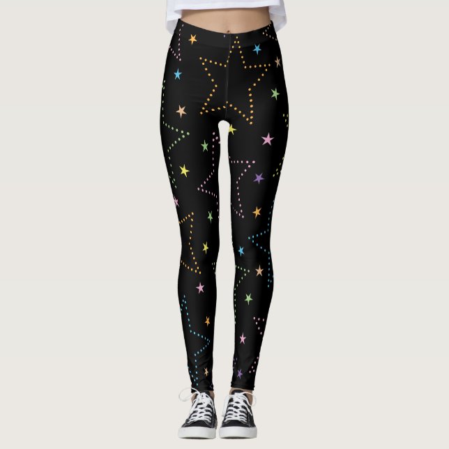 Färgfull Magic Starry Natten Himmel Mönster Leggings (Framsida)