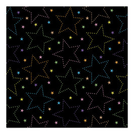 Färgfull Magic Starry Natten Himmel Mönster Perfect Poster
