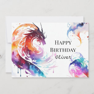 Färgfull Majestic Dragon Birthday Kort