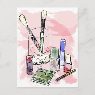 Färgfull Makeup-illustration Vykort