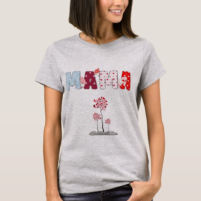 Färgfull Mamma Hjärtat - Cute Mor Dag Gift T Shirt (Framsida)