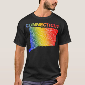 Färgfull mandala art karta i Connecticut med text T Shirt
