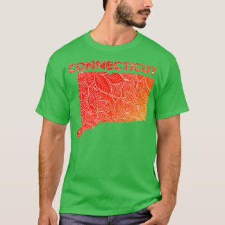 Färgfull mandala art karta i Connecticut med text T Shirt