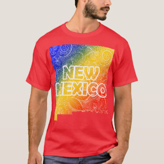 Färgfull mandala art karta i New mexico med text i T Shirt