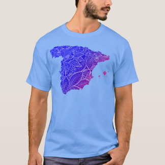 Färgfull mandala art karta i Spanien med texten bl T Shirt