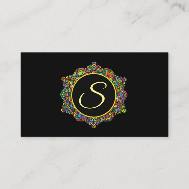 Färgfull Mandala Flower Visitkort (Framsida)