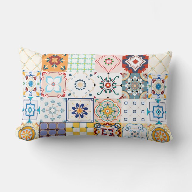 Färgfull Mandala/marockansk Tile Lumbar Pillow Lumbarkudde (Framsida)