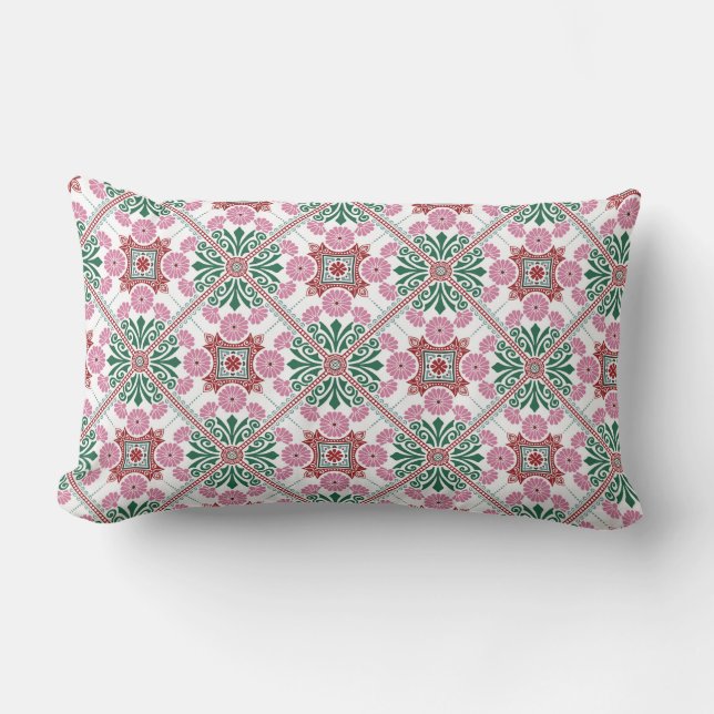 Färgfull Mandala/marockansk tile Lumbarkudde (Framsida)