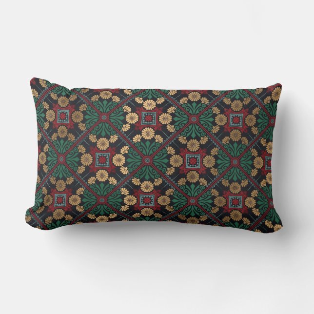 Färgfull Mandala/marockansk tile Lumbarkudde (Framsida)