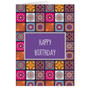 Färgfull Mandala Moroccan-födelsedag Hälsningskort