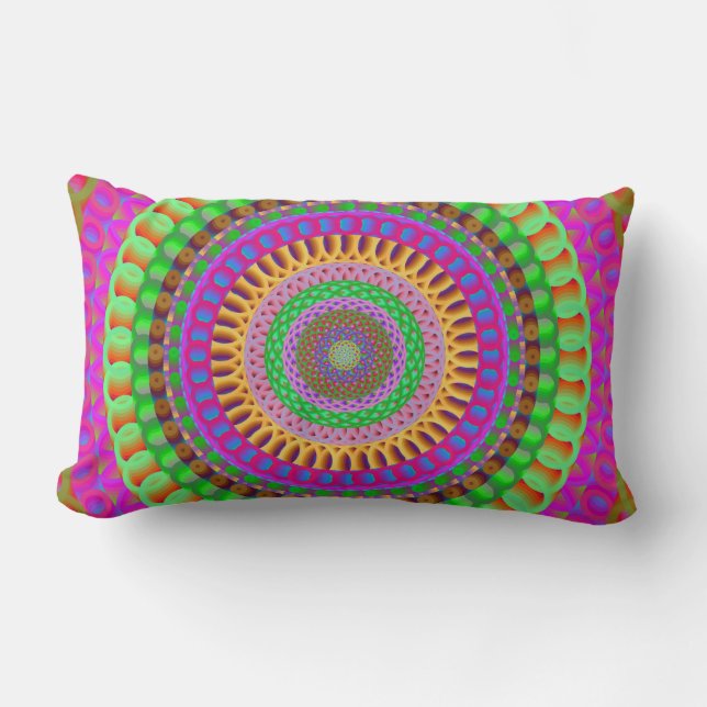 Färgfull Mandala Pillow Lumbarkudde (Framsida)