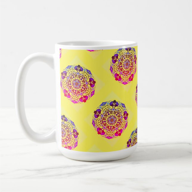 Färgfull Mandala Skriv ut Mugg (Vänster)